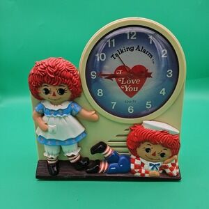 Vintage 1974 Raggedy Ann & Andy Talking Alarm Clock Janex Untested As Is
